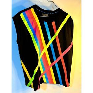 Disney Parks Epcot Center Light & Color Stripe Sleeveless T-Shirt Adult Unisex L